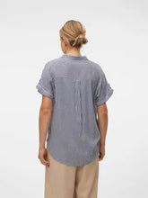 Load image into Gallery viewer, Vero Moda Short Sleeve Striped Shirt - Navy/White