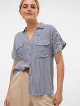 Load image into Gallery viewer, Vero Moda Short Sleeve Striped Shirt - Navy/White