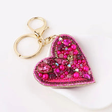 Load image into Gallery viewer, POM Joy Bright Pink Heart Bag Charm/Key Ring