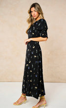 Load image into Gallery viewer, Sarta Floral Posy Midi Tea Dress - Black