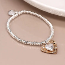 Load image into Gallery viewer, POM Silver Plated Bead Bracelet with Beaten Gold Herat