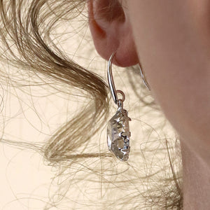 Silver Plated Large Round Faceted Crystal Earrings