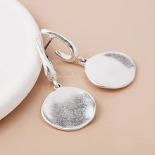 Load image into Gallery viewer, POM Silver Plated Worn Disc Drop Earrings