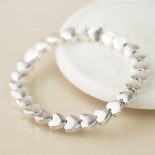 Load image into Gallery viewer, POM Worn Silver Smooth Hearts Beaded Stretch Bracelet