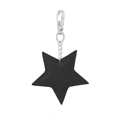 Black Leather Star Keyring