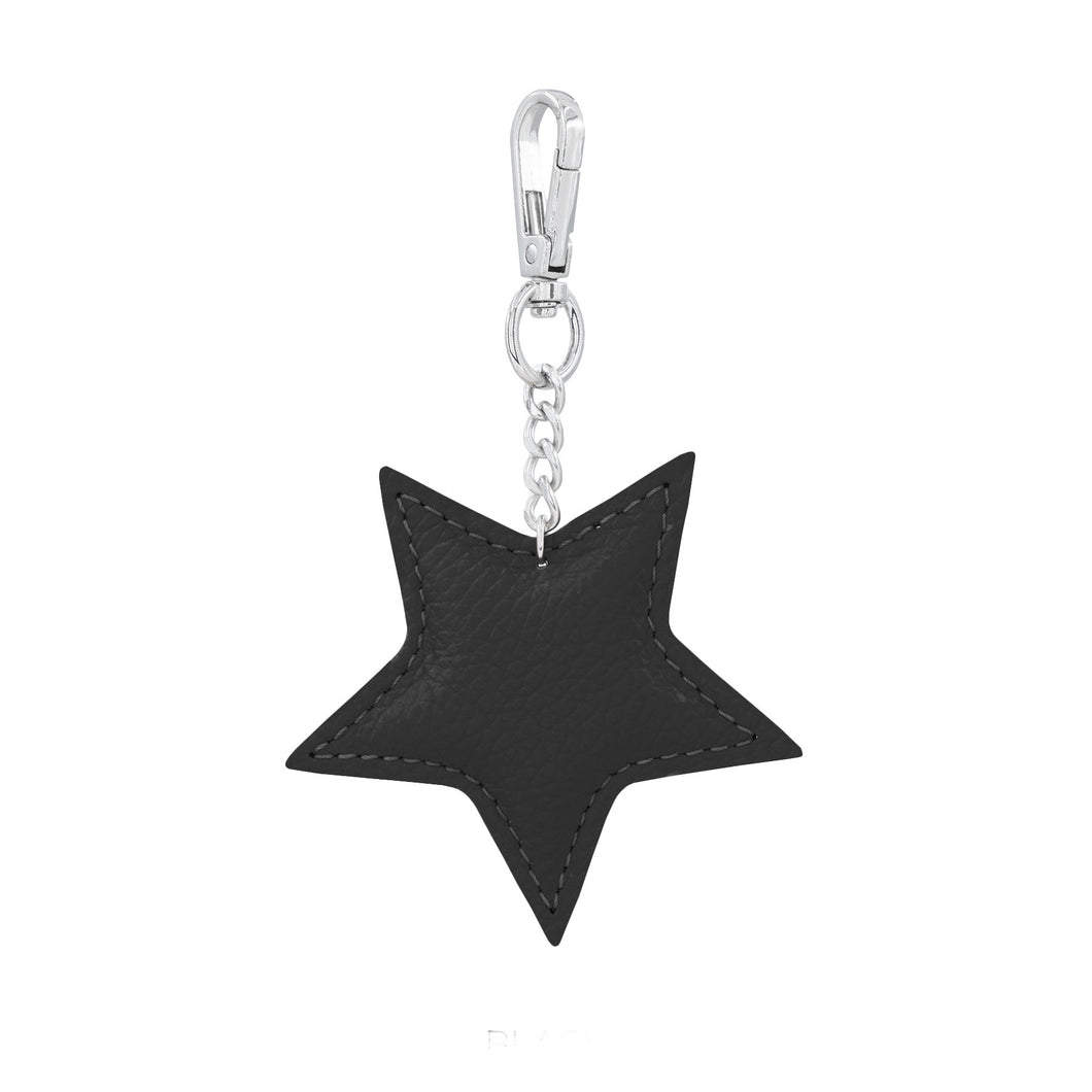 Black Leather Star Keyring