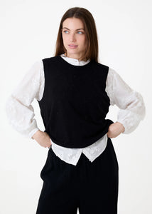 Dreams Black Lurex Cashmere Like Vest Top