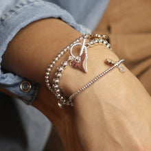 Load image into Gallery viewer, POM Silver Plated Bead Bracelet with Heart Charm