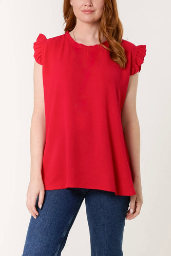 Made in Italy Frill Sleeve Top - Red
