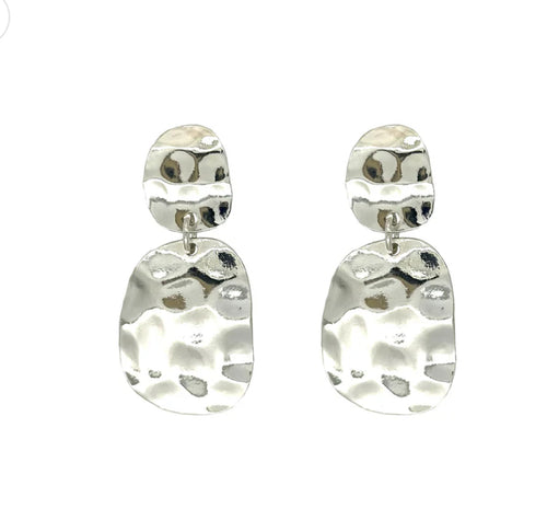 Silver Hammered High Shine Earrings