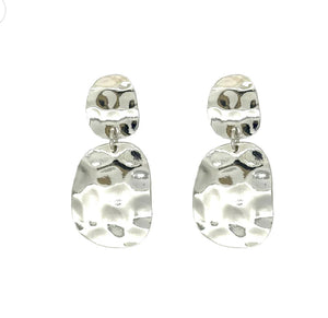 Silver Hammered High Shine Earrings