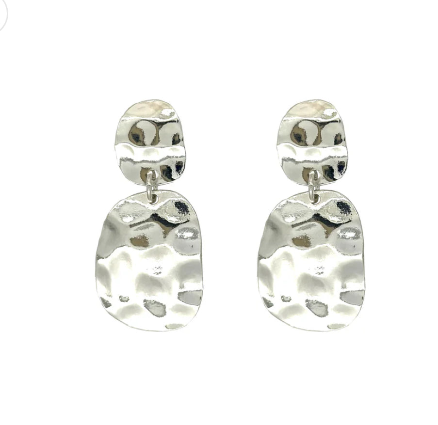 Silver Hammered High Shine Earrings