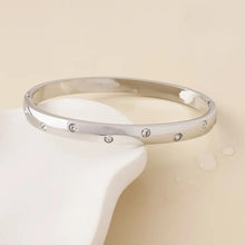 Load image into Gallery viewer, POM Cosmina Stainless Steel Platinum Plated Crystal Studded Chunky Bangle
