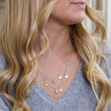 Load image into Gallery viewer, POM Stardust Silver Plated Double Strand Star Drop Necklace