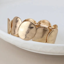 Load image into Gallery viewer, POM Faux Gold Organic Disc Bracelet