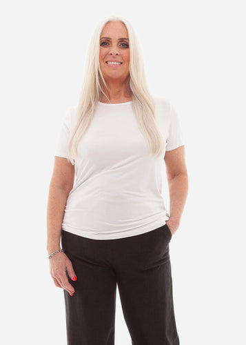Bamboo Jersey Crew Neck Short Sleeve Tee - White