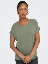 Load image into Gallery viewer, ONLY Short Sleeve Fold Up Cuff T-Shirt - Khaki