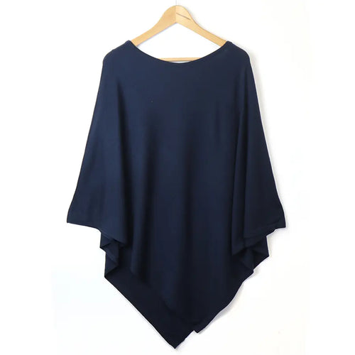 POM Navy Recycled Blend Poncho