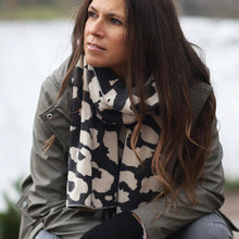 Load image into Gallery viewer, POM Carly Oatmeal &amp; Black Abstract Animal Print Scarf