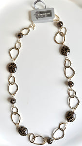Eliza Gracious Longline Tiger-Eye Bead and Link Necklace