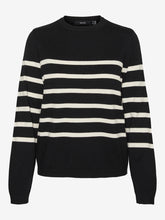 Load image into Gallery viewer, Vero Moda Black &amp; Cream Striped Long Sleeve Jumper