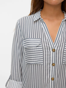 Vero Moda L/S Striped Shirt -Navy & White
