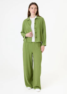 Dreams Linen Blend Patch Pocket Jacket -Leaf Green