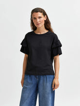 Load image into Gallery viewer, Organic Cotton Ruffle T-Shirt - Black