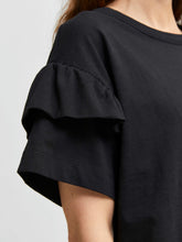 Load image into Gallery viewer, Organic Cotton Ruffle T-Shirt - Black