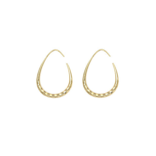 Texture Oval Shape Earring - Gold