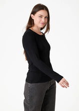 Load image into Gallery viewer, DREAMS Viscose Jersey Long Sleeve Scoop Neck Top - Black