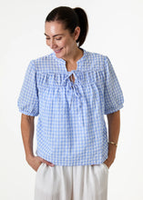 Load image into Gallery viewer, Dreams Pale Blue Gingham Short Sleeve Blouse