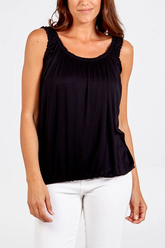 Made in Italy Balloon Hem Vest Top - Black