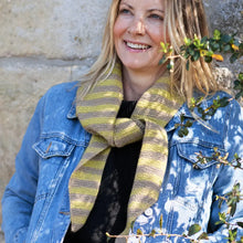 Load image into Gallery viewer, POM Carly Lime &amp; Oatmeal Triangle Scarf
