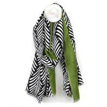Load image into Gallery viewer, POM Green Boarder Monochrome Printed Scarf