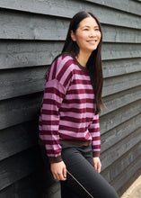 Load image into Gallery viewer, DREAMS Striped Crew Neck Jumper Plum