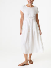 Load image into Gallery viewer, DREAMS Short Sleeved Tiered Dress - White