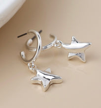 Load image into Gallery viewer, POM Silver Plated C-Hoop &amp; Wave Star Earrings