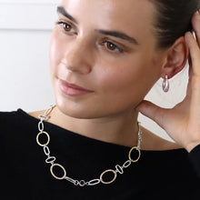 Load image into Gallery viewer, POM Silver Plated and Faux Gold Hammered Linked Hoops Necklace