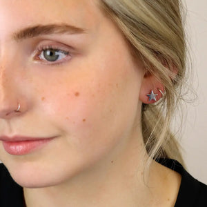 POM Small Silver Plated Star Stud Earrings