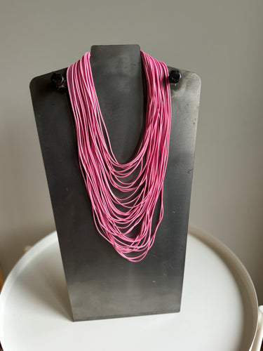 Bubble Gum Pink Multi Layered Rope Necklace