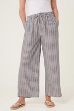 Load image into Gallery viewer, Made in Italy Cotton Blend Striped Wide Leg Trousers - Black