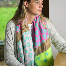 Load image into Gallery viewer, POM Reversible Green Mix Star, Heart &amp; Leopard Scarf