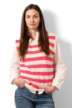 Load image into Gallery viewer, Sophie Wool Blend Round Neck Tank - Cream/Fuchsia Stripe