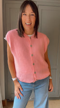 Load image into Gallery viewer, Mohair Blend Button Trough Ribbed Edge Waistcoat - Candy Pink