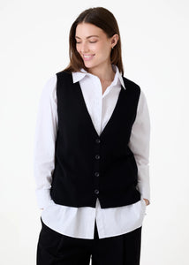 Dreams Cashmere Like Button Through Waistcoat - Black
