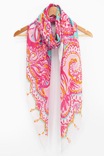 Pink and Multi Shell Print Scarf