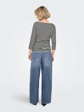 Load image into Gallery viewer, ONLY 3/4 Boat Neck Striped Top - Black/White