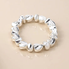 Load image into Gallery viewer, POM Silver Plated Organic Bead Stretch Bracelet