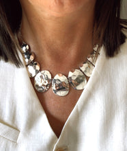 Load image into Gallery viewer, Silver Hammered Organic Shapes Necklace